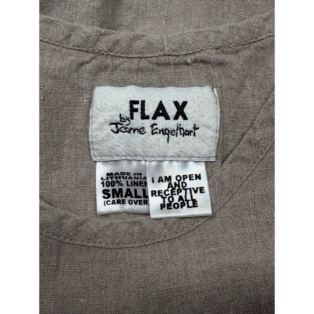 Flax Top Womens Small Tan 100% Linen Tank Sleeveless Lagenlook Beach Lightweight - Picture 6 of 9